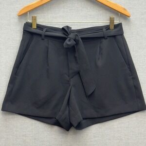 LOFT Black Belted Tie Front Pleated Dress Shorts Size 2
